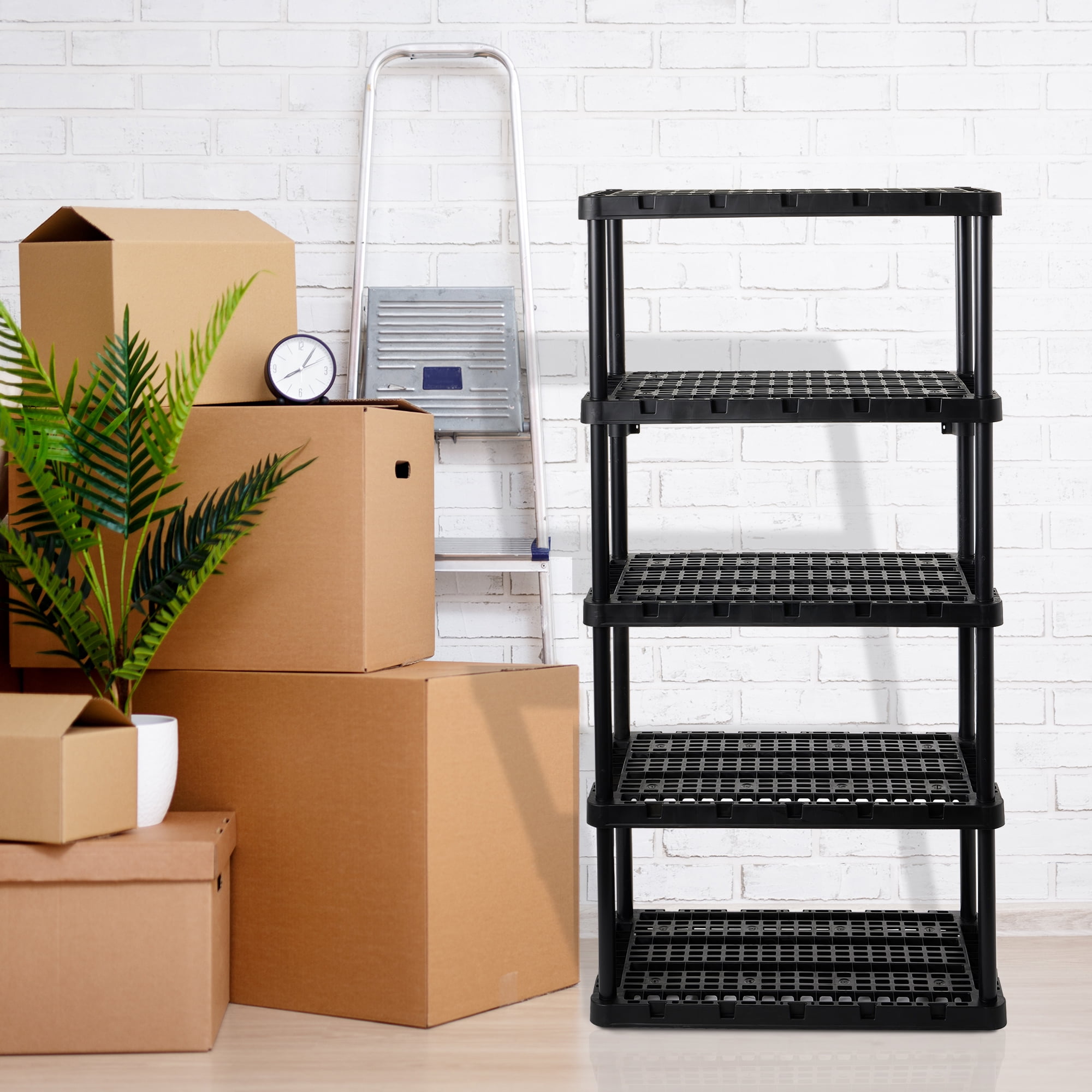 Gracious Living Knect-A-Shelf Heavy-Duty 5-Shelf Plastic Shelving Unit