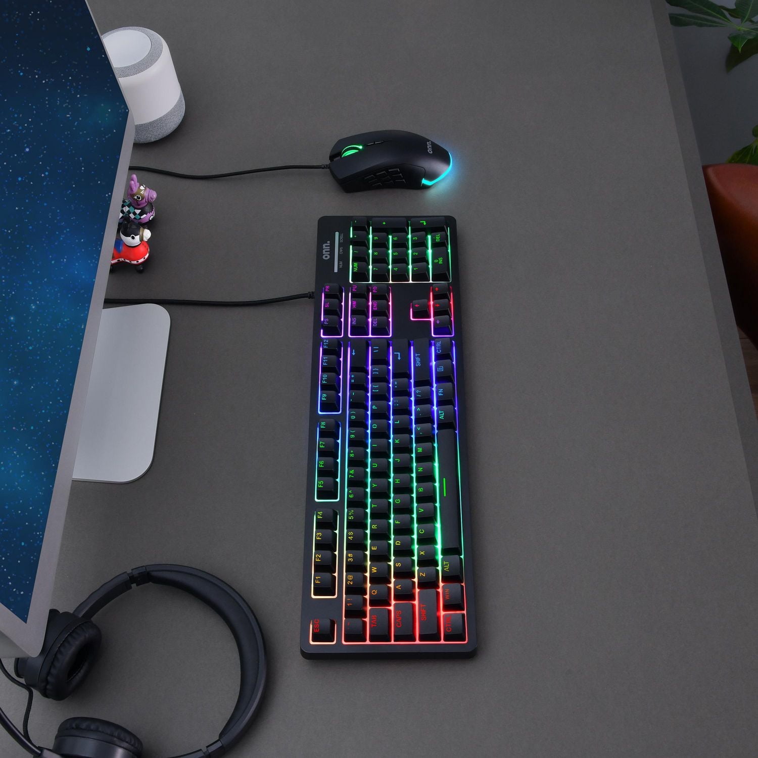 onn. 104-Key LED Gaming Keyboard with Rainbow Back-lighting