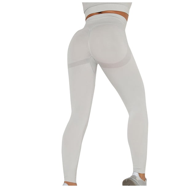 Pantalones de yoga de cintura alta con efecto scrunched para mujer - Leggings elásticos sólidos con cinturilla en forma de V para entrenar en el gimnasio