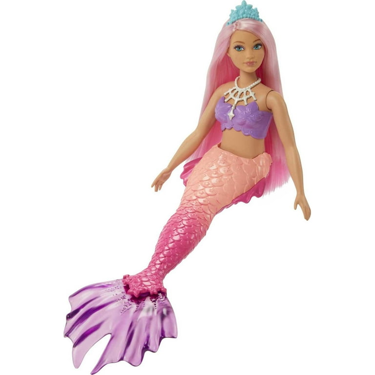 Barbie Dreamtopia Mermaid Doll with Curvy Body Pink Hair Tail Tiara Accessory