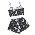 thumbnail image 4 of FDGIU Women's Halloween Pajamas 2-Piece Set 2025 - Cute Ghost Print Sleeveless Cami & High Waist Shorts, Funny Holiday Sleepwear for Spooky Loungewear & Nightwear, 4 of 5