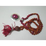 Yoga Energy Beads Love Malas Pink Jade Rudraksha Japa Mala 108+1