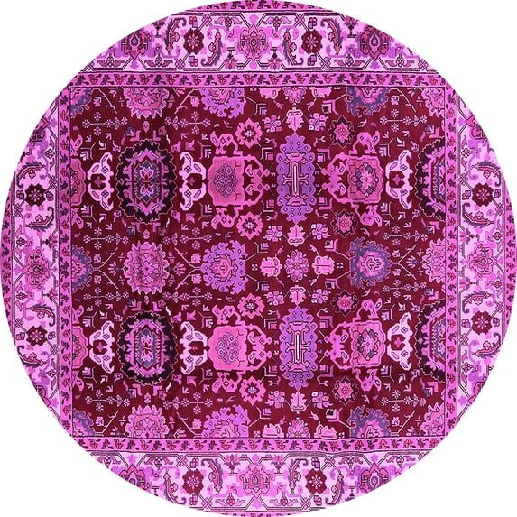 Ahgly Company Indoor Round Oriental Pink Traditional Area Rugs, 6' Round