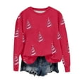 thumbnail image 2 of HOMBOM Vintage Sweatshirts for Women Merry Christmas Red Long Sleeve Festive Tree Crewneck Ladies Sweatshirt, 2 of 4