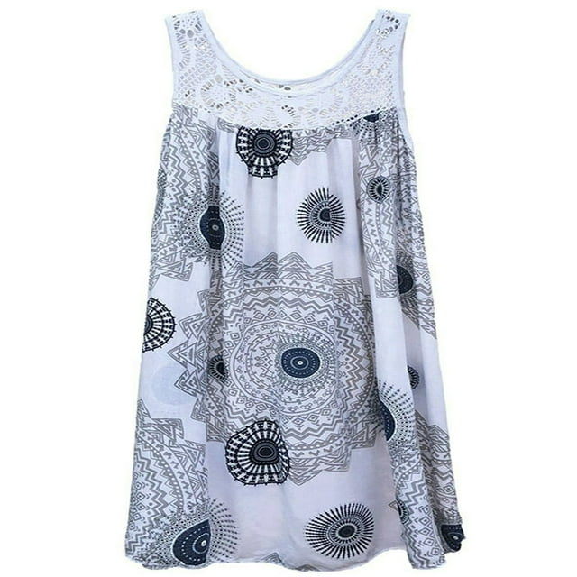 Women s Plus Size Floral Sleeveless Loose Boho Casual Short Dresses
