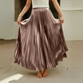 thumbnail image 6 of Yucgh Women's Pleated Solid Color Maxi Skirt with Large Swing, A-line Floor Length Skirt, Casual Flowy Skirt with Elastic Waist,Champagne,M, 6 of 8