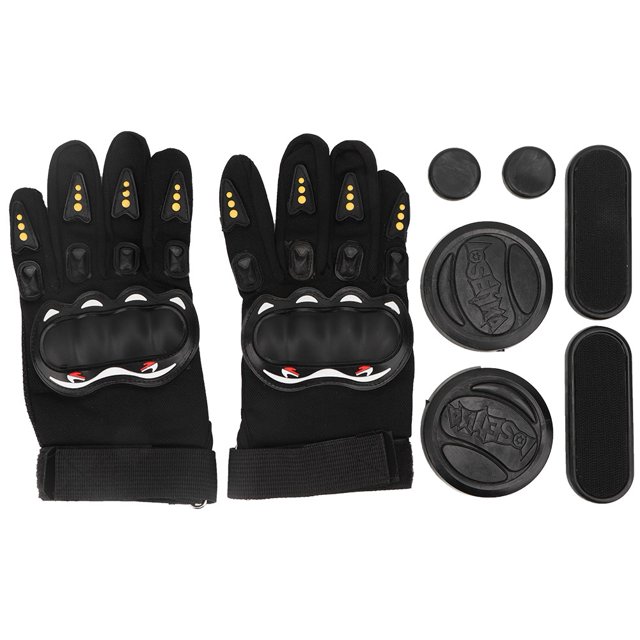 Guantes de triple deslizador con placa deslizante, equipo de protección para longboard, accesorio deportivo de protección (negro)