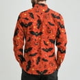 thumbnail image 4 of Domuza Button Down Shirt Men Long Sleeve Halloween Novelty Novelty Print Loose Fit T-Shirt Casual Lightweight Lapel Top for Halloween Party Orange 3XL, 4 of 7