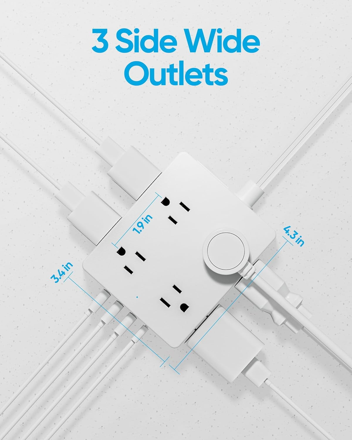 2 Prong Flat Plug Power Strip,  2 Prong to 3 Prong Outlet , 5 FT Flat Extension Cord with 8 Outlets 4  Ports(1  C), 2000J Surge Protector,  to  Plug