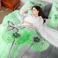thumbnail image 5 of Manfei Dandelion Flower Floral 7-Piece Bedding Comforter Set, Rustic Buuterfly King Bedding Sets, Green Grey Botanical Reversible Bed Sheets, Microfiber Bedroom Decor, 5 of 8