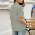 thumbnail image 3 of Garbnen Gray Polo Shirt Women Lapel Fitted Dressy Short T Shirts for Women V Neck Spring Summer Business Womens Tunic Tops, 3 of 5