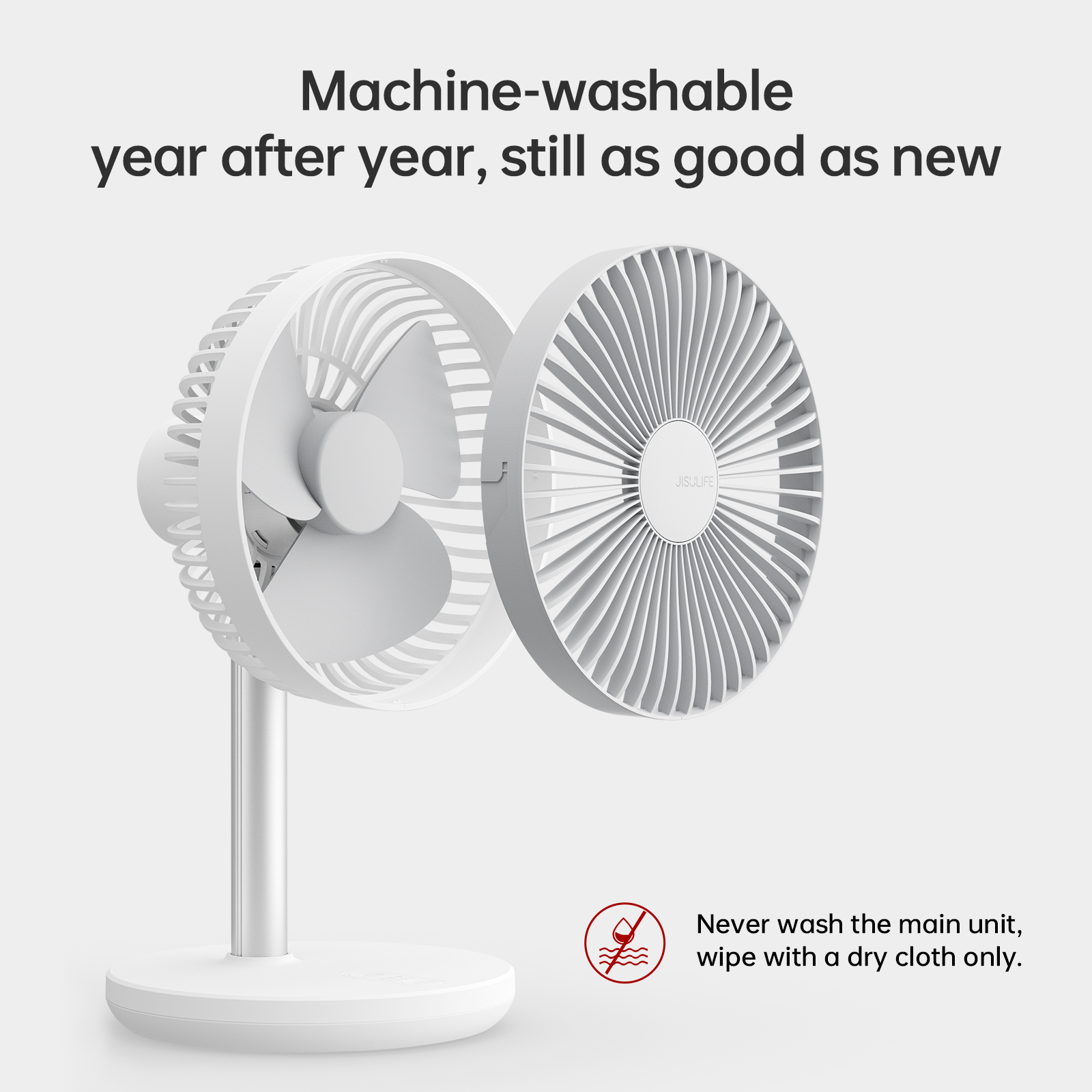 JISULIFE Oscillating Desk Fan, 8000mAh Rechargeable with 4-Speed, retractable Design, Quiet Portable Fan for Home/Office，gift for girls/mom-White