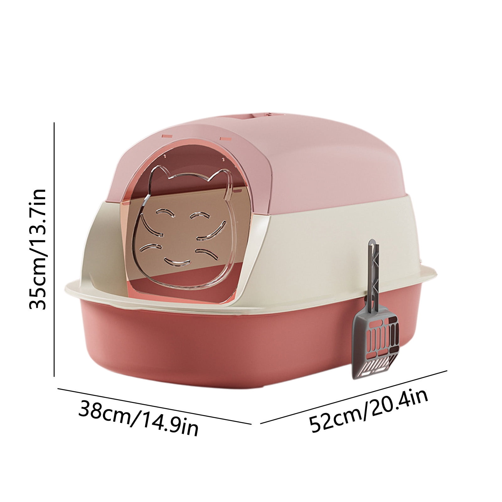 Large Covered Litter Box with Lid, Fully Enclosed Cat Litter Pan, Splash Proof Toilet Tray with Shovel for Cats