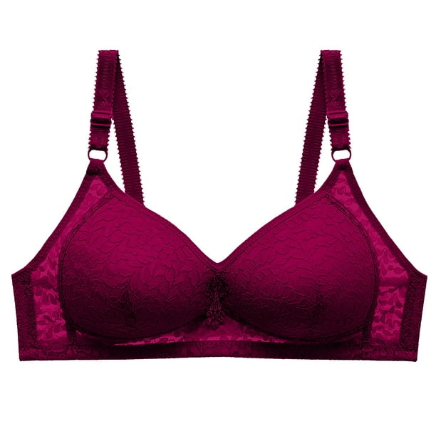 2023 Summer Savings Clearance! Bras for Women WJSXC Woman's Solid Color  Comfortable Hollow Out Perspective Bra Underwear No Rims Wine XL 