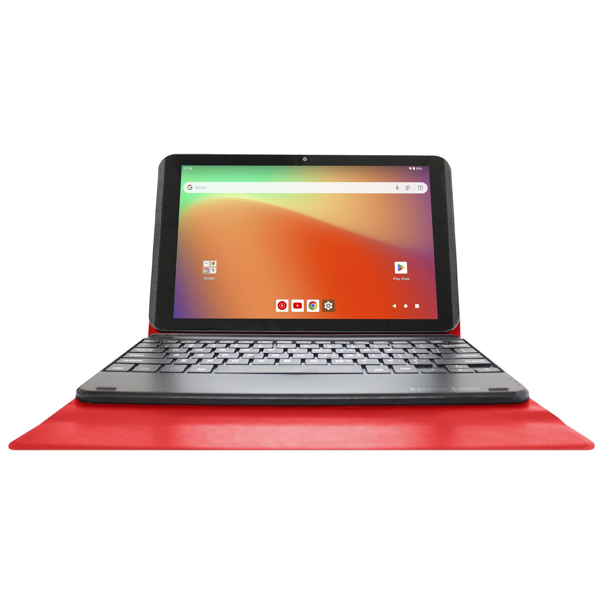 Visual Land Prestige Elite 10QH 10.1" HD IPS Android 13 Quad-Core Tablet, 64GB Storage, 2GB RAM, with Keyboard Case - Red