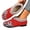 Red, variant on Women's Slip on Plush Loafers Embroidery Floral Fuzzy House Flats Shoes Winter Warm Walking Driving Snow Boots Booties
