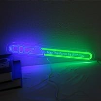 UPONRAY "May The Force Be With You" Neon Sign, 17.7×2.9 Inch Real Neon Light, Dimmable & USB Powered, Hanging & Wall Mounted, for Bedroom Game Room Decor, Geek Gift, Energy Saving