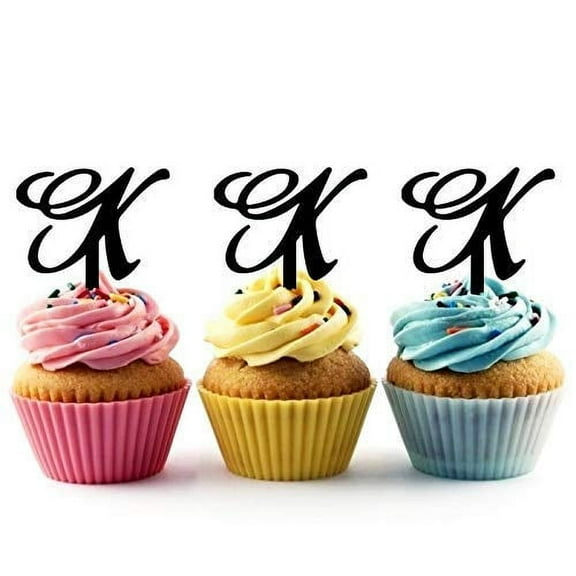 Whimsical Practicality's Alphabet Letter K Silhouette Acrylic Cupcake Toppers 12 pcs