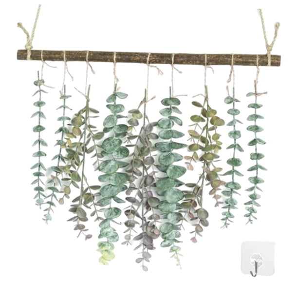 Decoración colgante de pared con hojas de eucalipto, adorno colgante, hojas artificiales 17x12 pulgadas