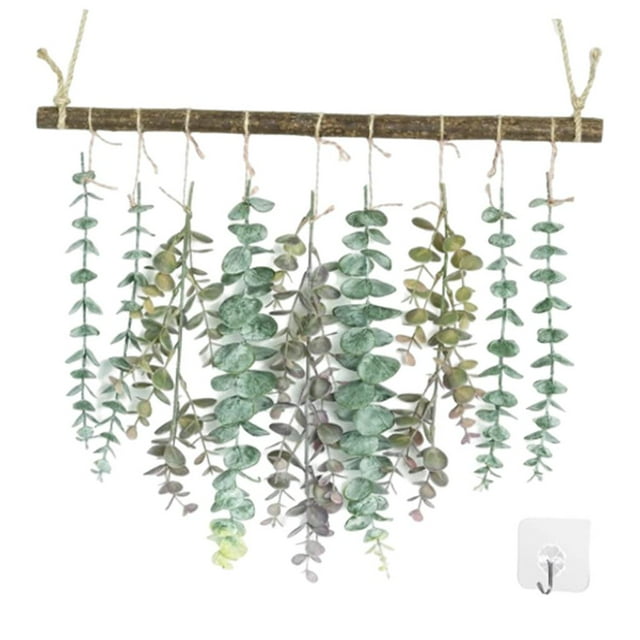 1 pieza de eucalipto artificial para decoración de pared, enredaderas de eucalipto falsas para colgar en la pared. 17x12 pulgadas