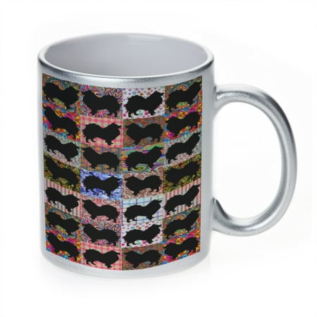 

KuzmarK Silver Sparkle Coffee Cup Mug 11 Ounce - Pomeranian Dog