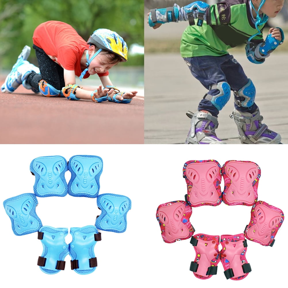 Kids 6pcs Outdoor Roller Skating Cycling Knee Elbow Wrist Protective Gear Pads 