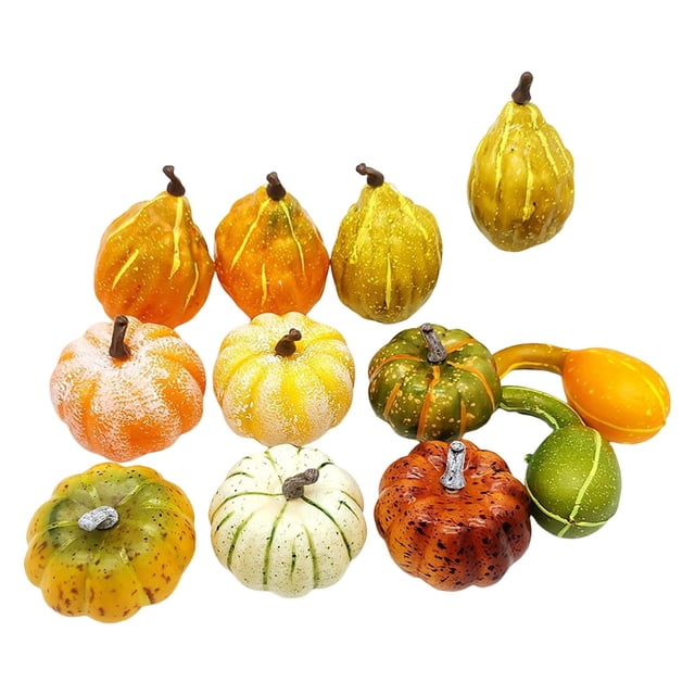 Juego de 12 calabazas y calabazas artificiales, decoración de festivales hecha a mano, material de espuma versátil, ligero y realista para decorar