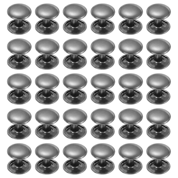 Uxcell 100 Sets Double Cap Leather Rivets, 10x10mm Round Cap Metal Studs Rivets for Leather Craft Repair DIY Purse Belts Bags Shoes, Black