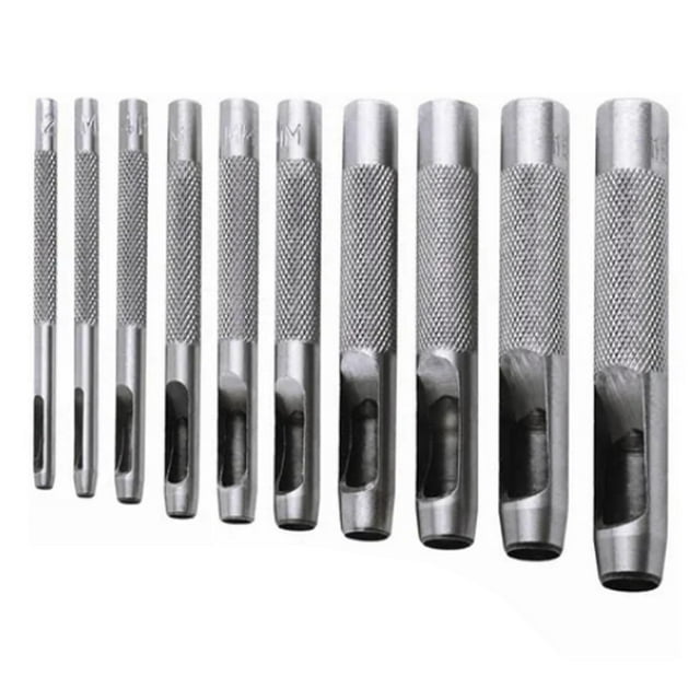Lot de 10 perforatrices à ceinture en acier au carbone haute dureté, rondes et creuses, pour trous de cuir, plastique et caoutchouc