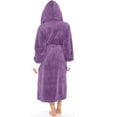 thumbnail image 3 of Cozyvia Fleece Bathrobe for Women Plus Size Soft Plush Hooded Long Robe Fluffy Warm Thick Kimono Robes Oversize Shaggy House Coat - Purple XXL, 3 of 5