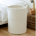 thumbnail image 1 of Homlikelan Cesta de lavandería tejida de 58 L, cesta alta de algodón para la colada para mantas, ropa, almohadas, juguetes, zapatos, cubo grande para la colada, color blanco, 1 of 5