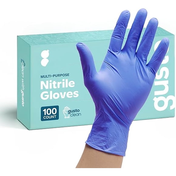 GUSTO Blue Nitrile Gloves,Disposable Gloves-4 Mil, Latex & Rubber Free, Non-Sterile Powder Free Gloves-Formerly Comfy Package