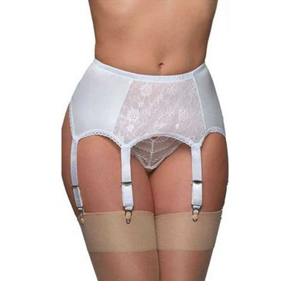 Hhchenyulemon High Waist Garter Belt Mesh Suspender Belt 6 Straps Garter Belt