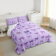 thumbnail image 3 of Feelyou Modern Cartoon Bow Queen Comforter Set, Fashion Princess Ribbon Bedding Sets, Dreamy Purple Abstract Reversible Bedding Comforter Set, Luxury Bedroom Decor, 3 Pieces, 3 of 8