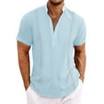 thumbnail image 5 of Men Shirts Casual Short Sleeve Slim Fit Lapel Solid Color Comfortable Breathable Stylish Wear Summer Top Men's Oversized Tee Summer Tops Streetwear, 5 of 9