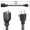 thumbnail image 4 of HITRENDS 2 Pack 1ft Extension Cord, UL Listed 125V 10A, 18 AWG Outlet Saver Power Extension Cord, 4 of 7