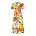 thumbnail image 5 of Fankiway Femmes Col Rond Manches Courtes Mi-Veau Double Poche Imprimé Floral Robe à Manches Courtes Robe à Col Rond Plus des Robes de Taille pour les Femmes Courbes Robes de Printemps pour les Femmes, 5 of 5