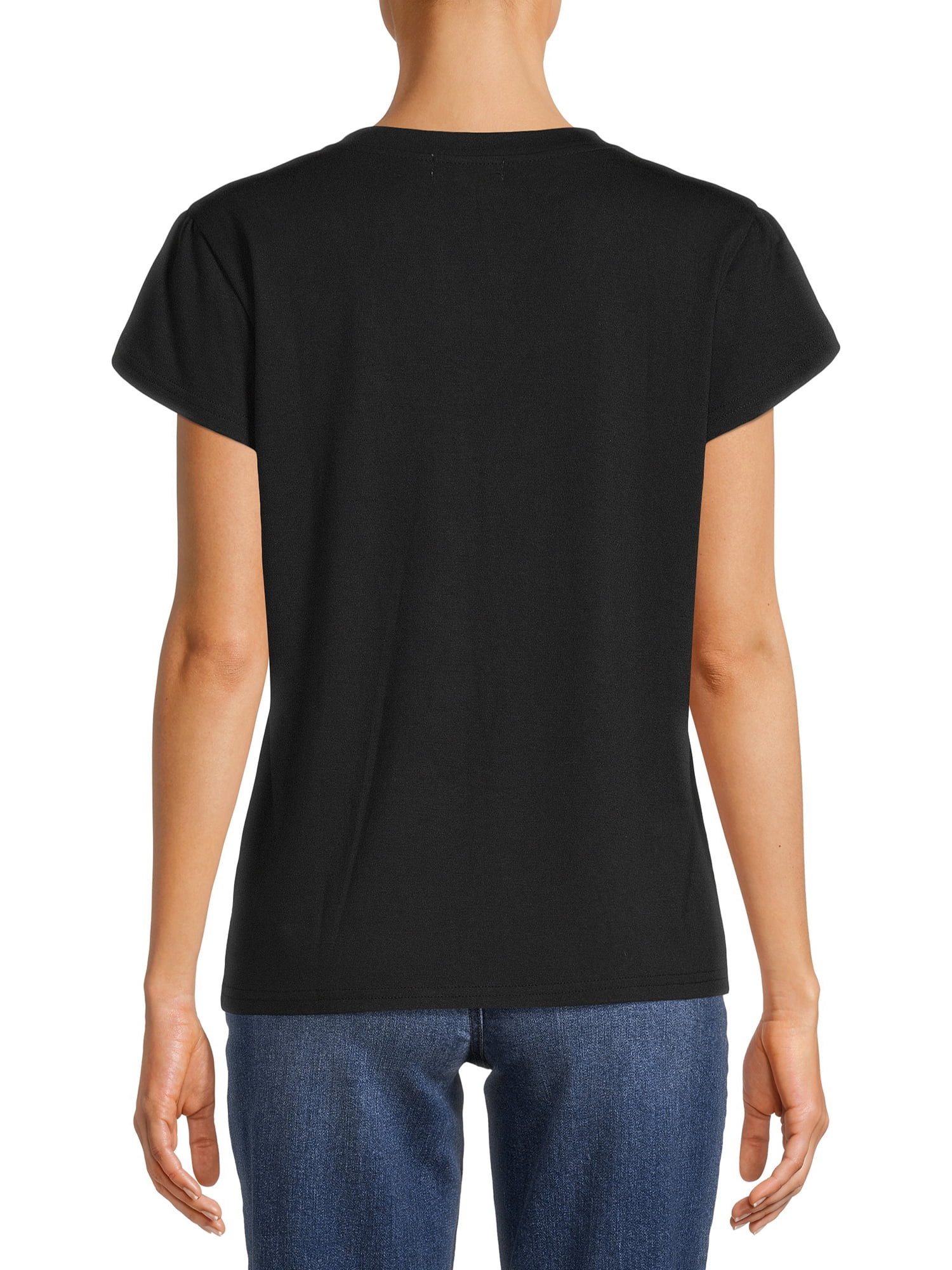 Nine.Eight Women Casual Loose Fit Basic Cap Sleeve Short Sleeve T-Shirt