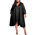 thumbnail image 2 of Fangasis Women Sundress Plus Size Shirt Dresses Solid Color Midi Dress Ladies Boho Kaftan Holiday Black 2XL, 2 of 3