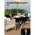 thumbnail image 5 of Outdoor Tablecloth with Umbrella Hole for Patio/Picnic/Party/Camping, Coastal Seahorse Waterproof Table Cloth Rectangle Table Cover Washable, Summer Ocean Chic Textured Black (60"x 120"), 5 of 9