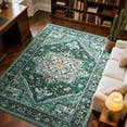 thumbnail image 2 of TWINNIS Boho Area Rug Soft Indoor Living Room Carpet,Green Bohemian Rug for Bedroom,2'x3'Non-Slip Washable Decorative Rug, 2 of 7