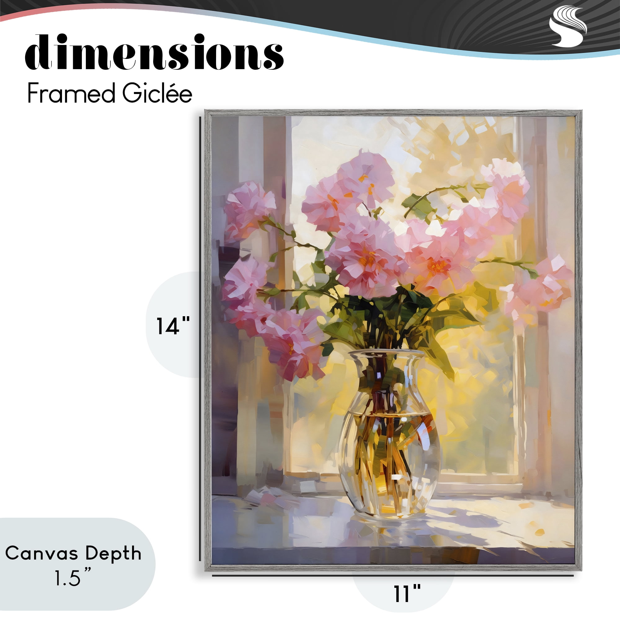 Stupell Industries Pink Flowers in Sunlit Vase Gray Framed Giclee Art, design by Creative Studio