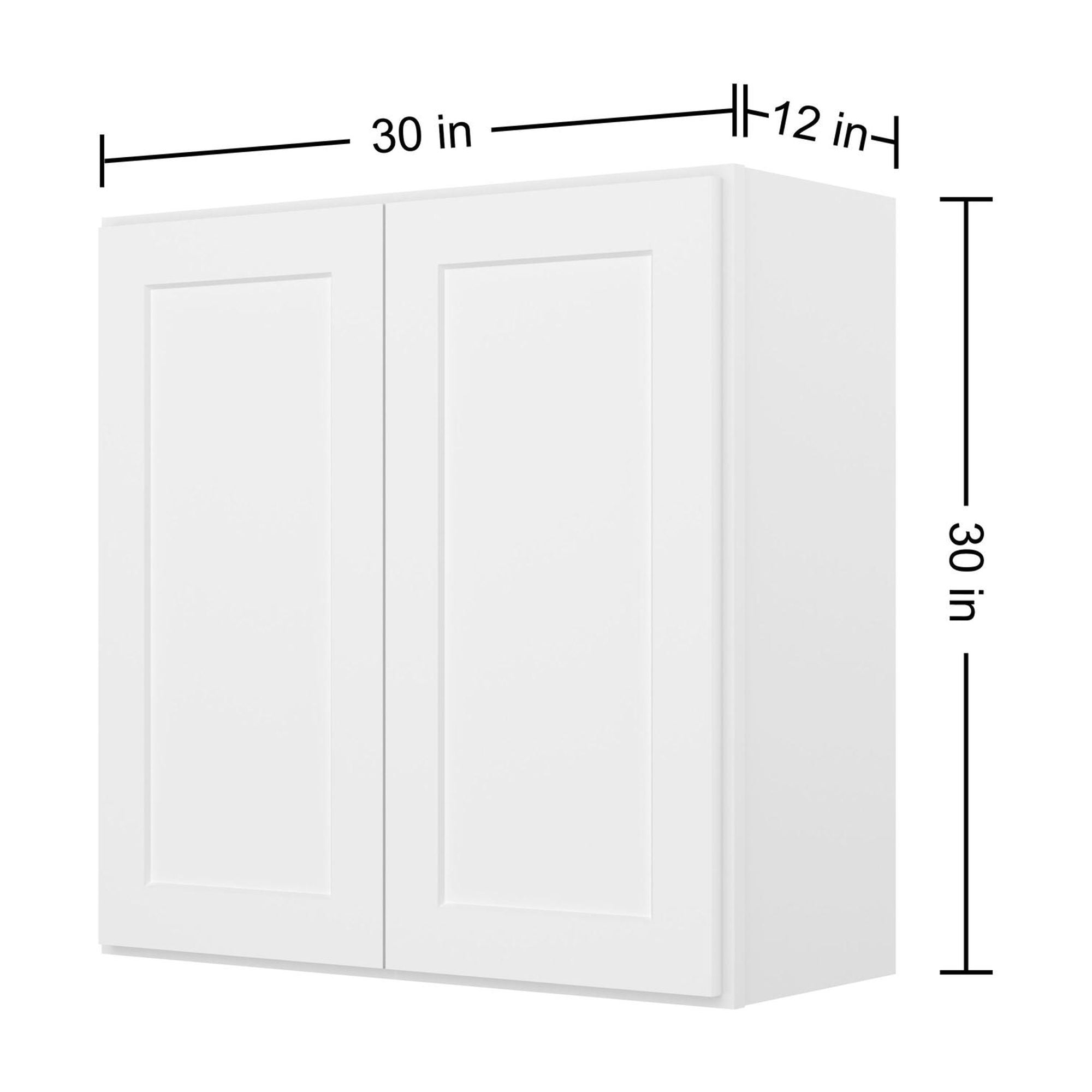 Furinno Shaker Wall Kitchen Cabinet 2-Doors-2 Shelves, Ready to Assemble, 12 D x 30 W x 30 H, White