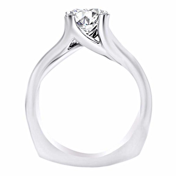 AFFY Round White Natural Diamond Accents Semi Mount Engagement Ring In 14k Solid White Gold (I-J Color, I2-I3 Clarity, 0.03 Cttw) Ring Size-5