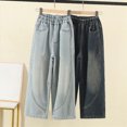 thumbnail image 6 of kpoplk Girls Streetwear Denim Cargo Pants High Waist Floor Length Baggy Wide Leg Jeans with Multi Pockets(Blue,6-7 Y), 6 of 6
