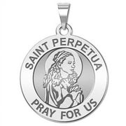 PicturesOnGold.com Saint Perpetua Religious Medal - 1 Inch Size of a Quarter -Sterling Silver