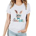 thumbnail image 4 of Pantalones Cortos para las Mujeres Sexy Pascua Moda Impresión Cuello Redondo Tee, Poliéster Ligero Casual Top para Primavera Verano Diario, Blusa de Suéter, 4 of 4