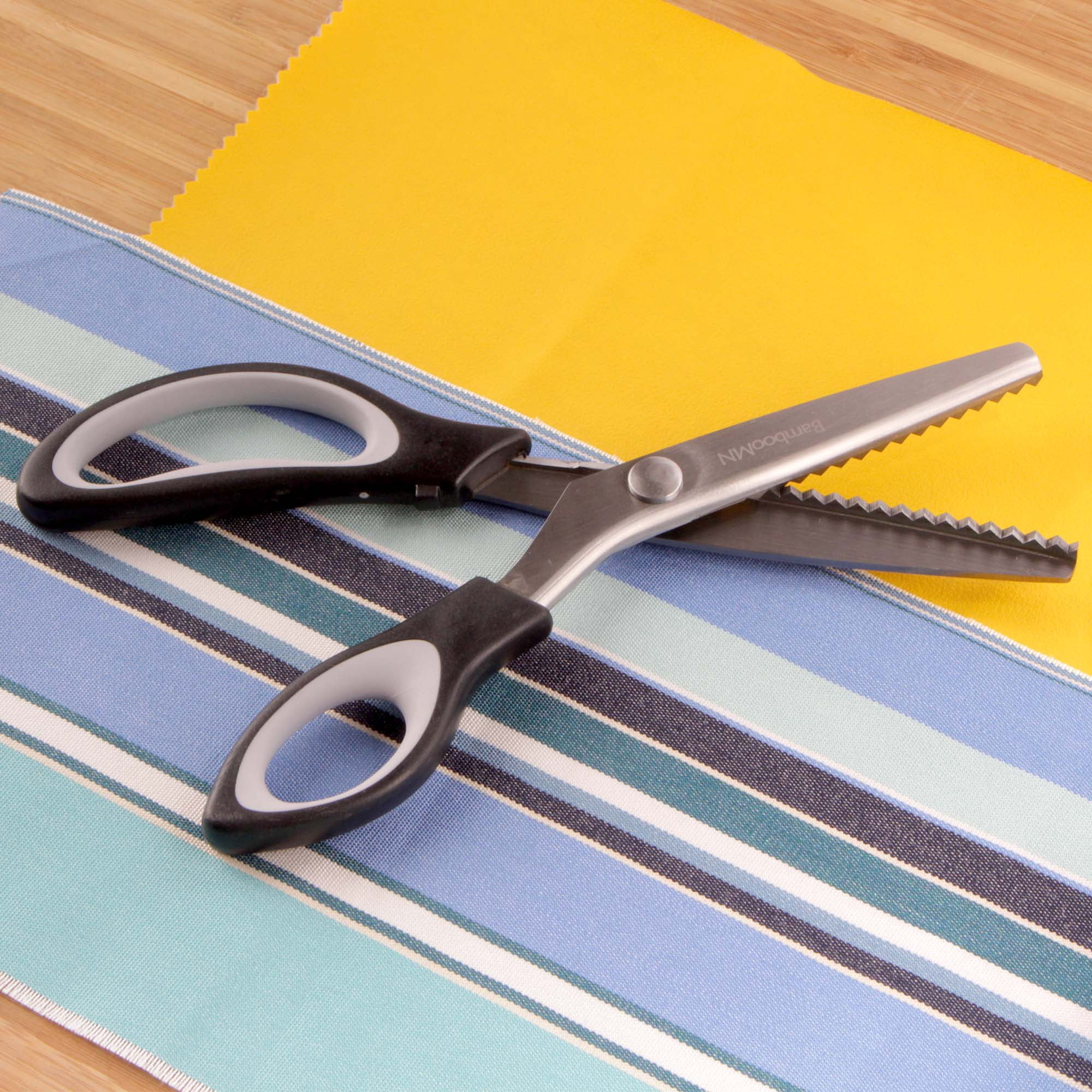 JubileeYarn Professional Grade Pinking Shears - 9.5" Serrated Stainless Steel - Black & Grey - 10 Units