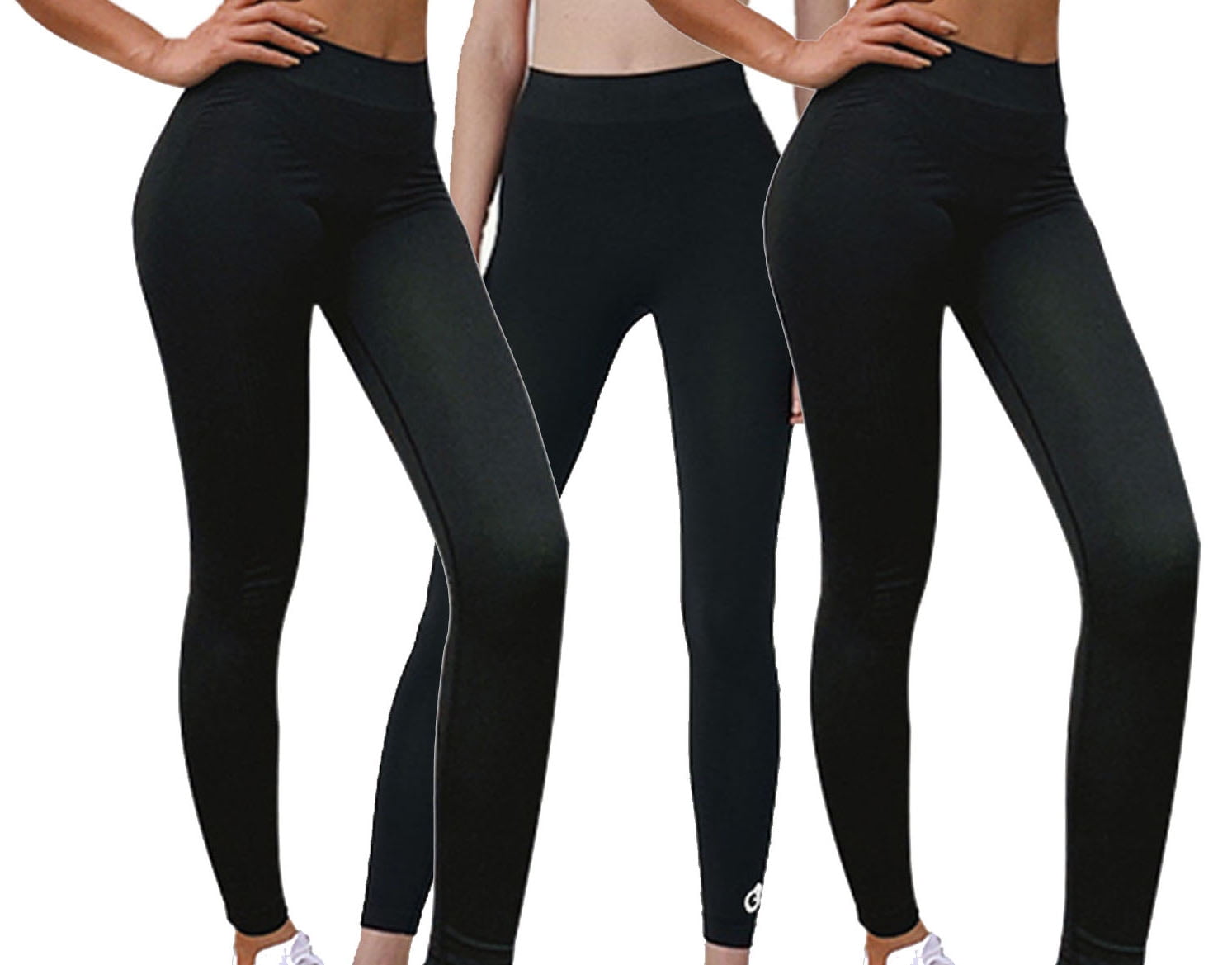 FCD - FCD Women's (Pack of 3) Free Size Yoga Workout Leggings Pant Mid-Rise 4-way Stretch Tummy 