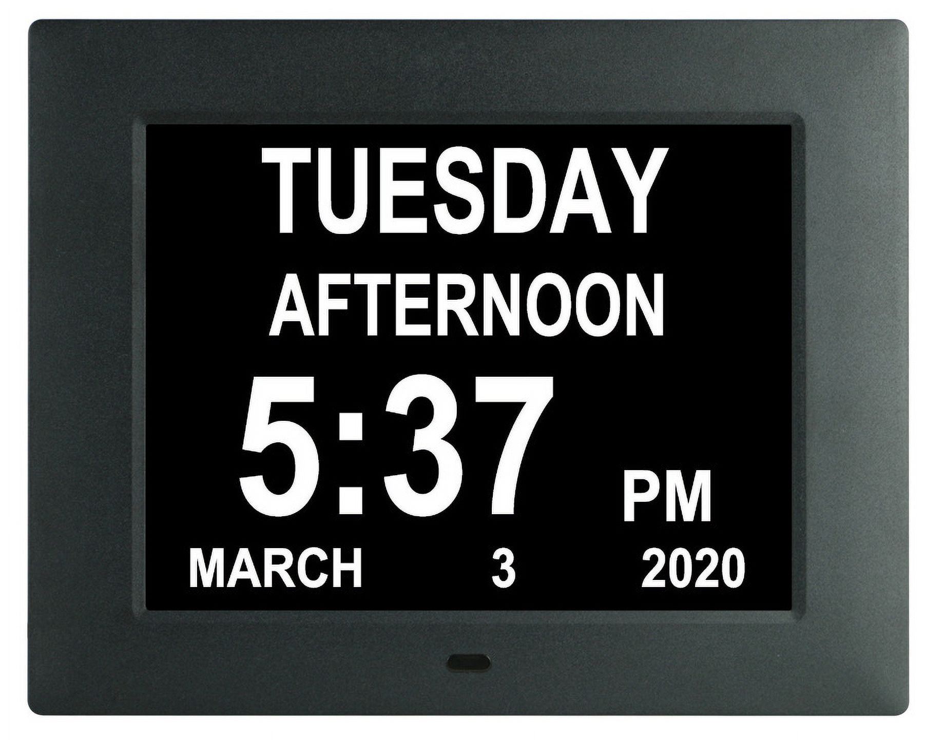 Pokanic Digital Calendar Date Multi Alarm Clock 8 inch Large Display Auto-Dimming Electic Desk Table Wall Mount Office, Home, Kitchen, Room, School, Bedroom, Living Room (Black)